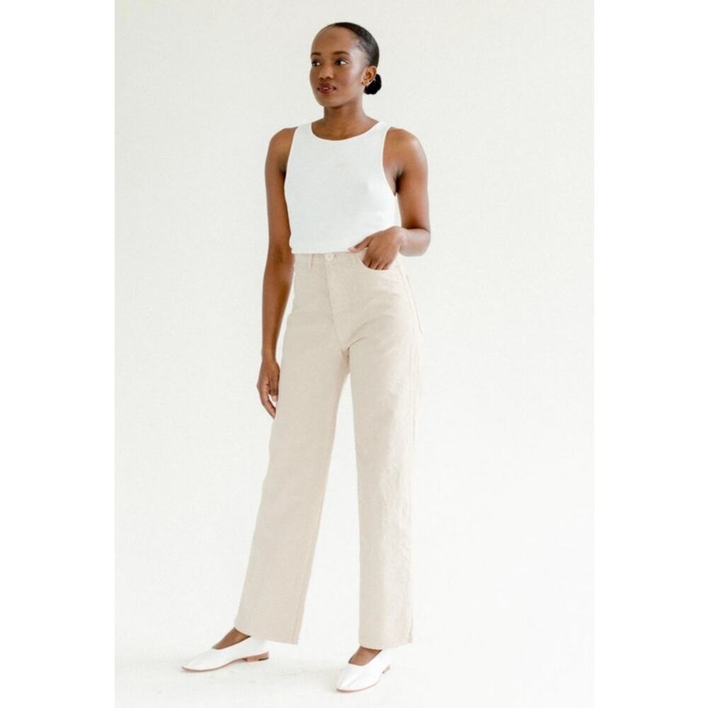 Jesse Kamm Straight-Leg Pants in Light Beige
